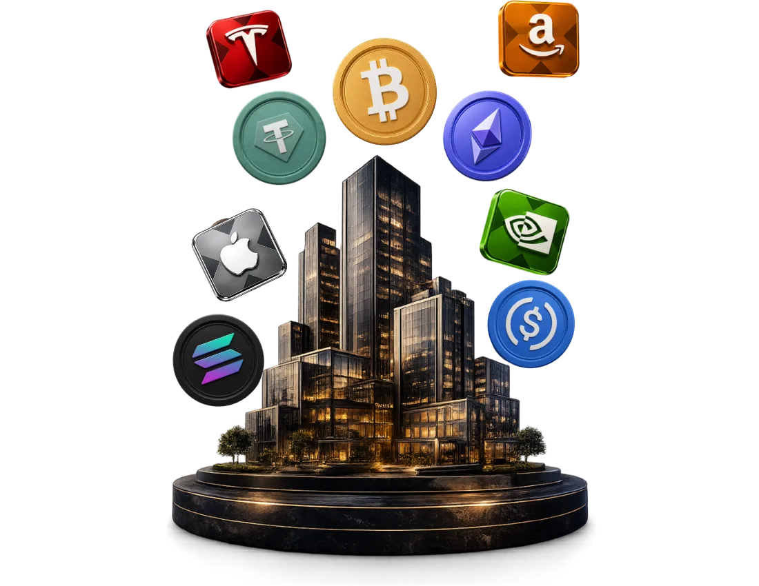 Unified account — single wallet holding stocks, crypto and real estate