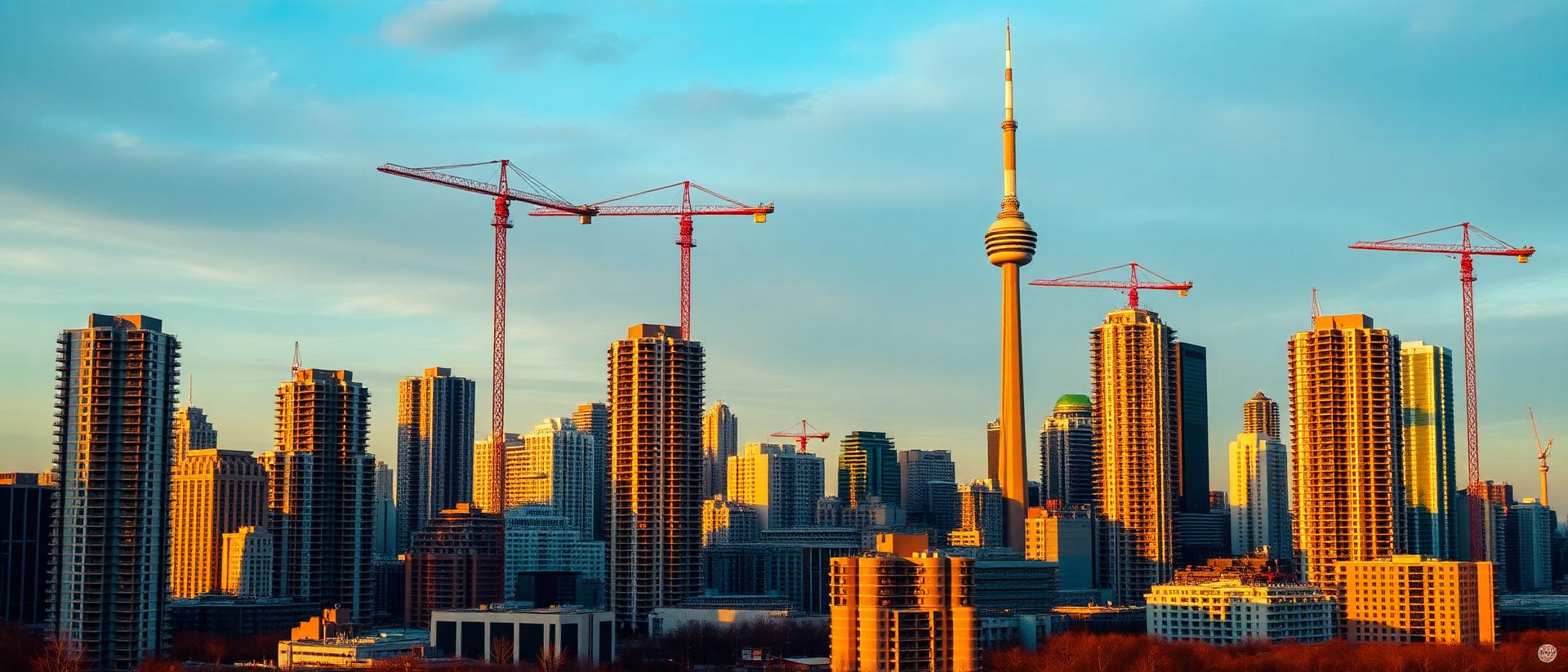 Institutional real estate skyline at golden hour